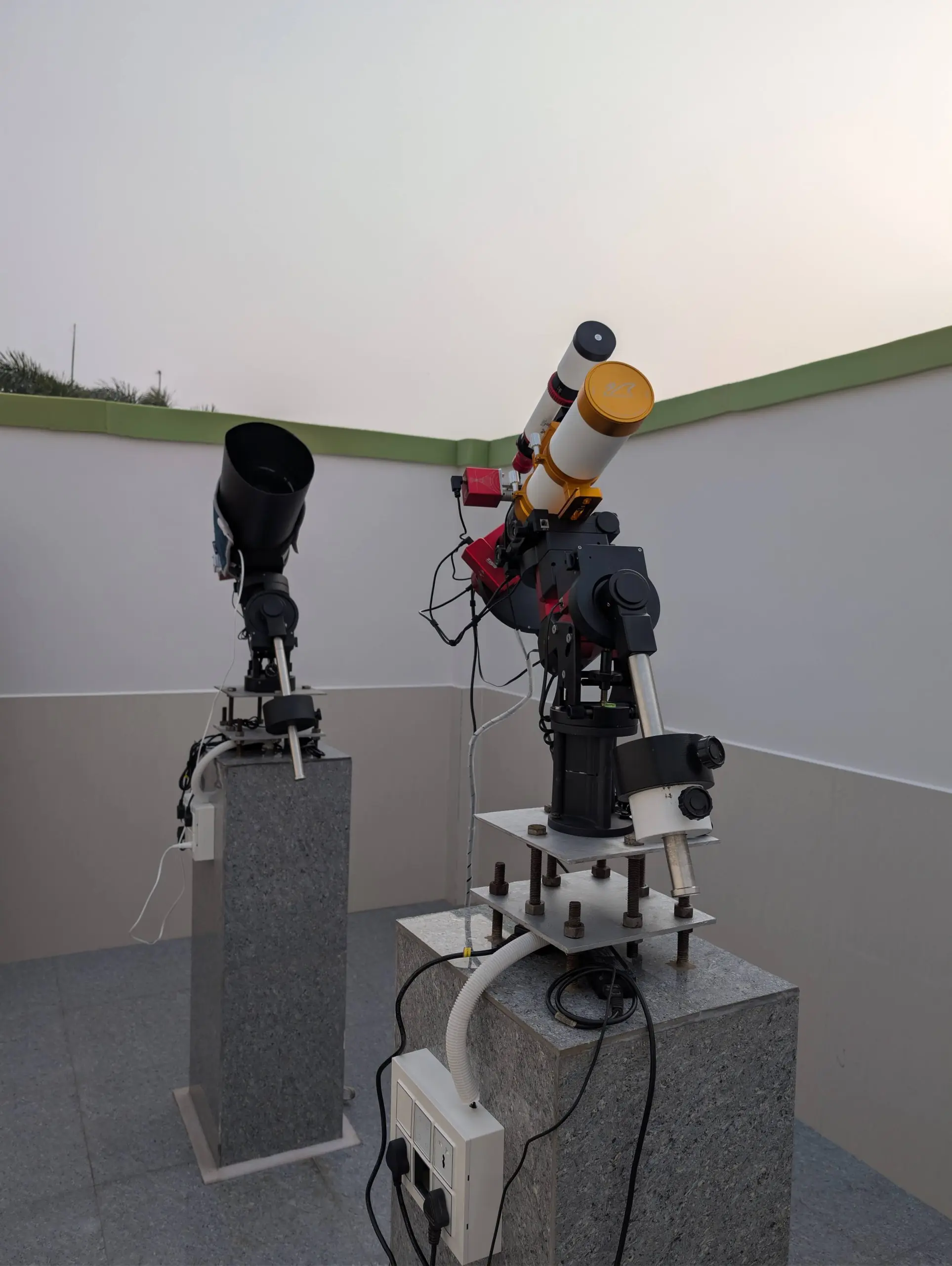 North East view showing the wall clearance of both telescopes