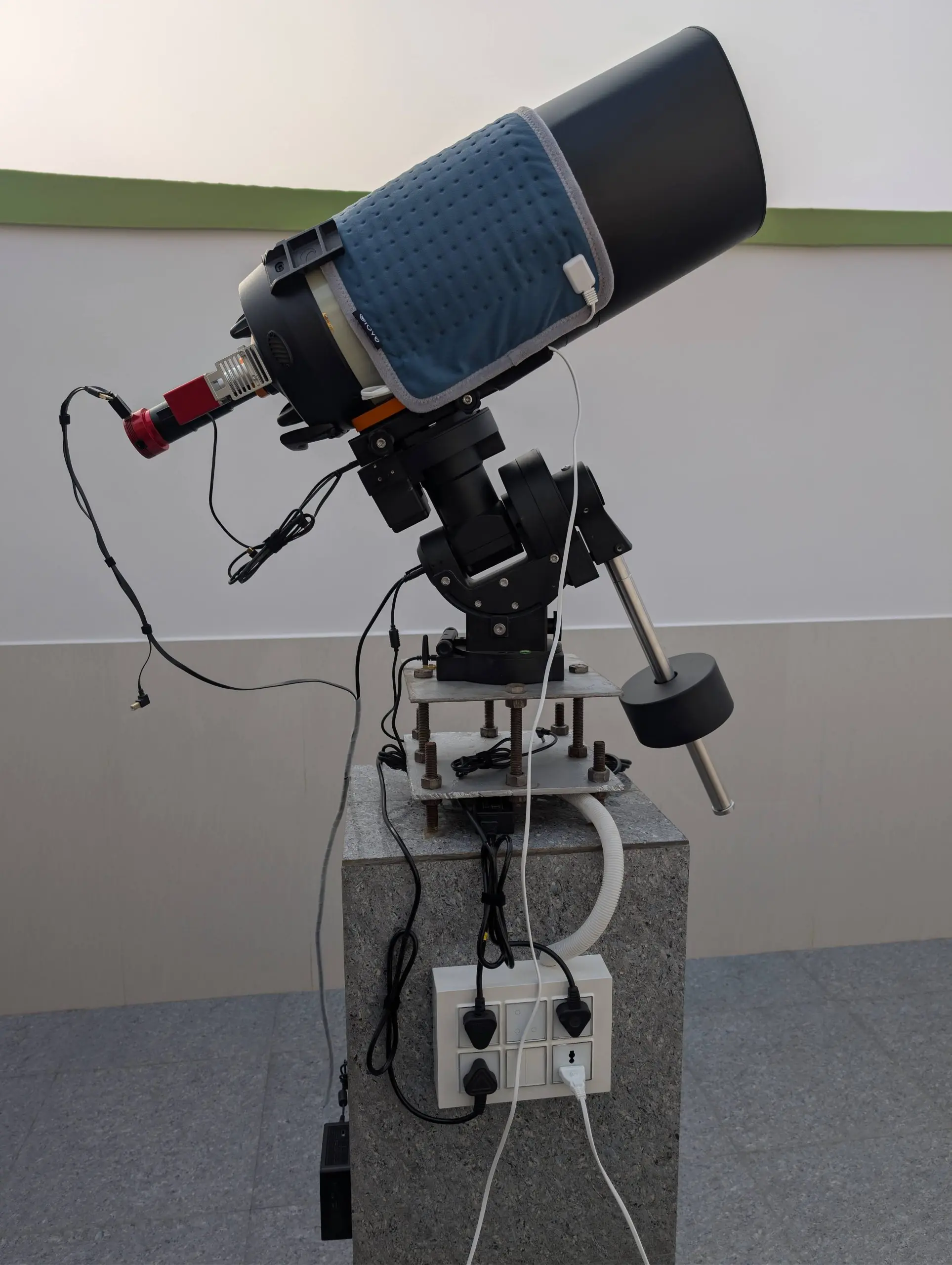 Pier 2 power management setup showing the IoT switchboard beneath the Celestron C8 EdgeHD