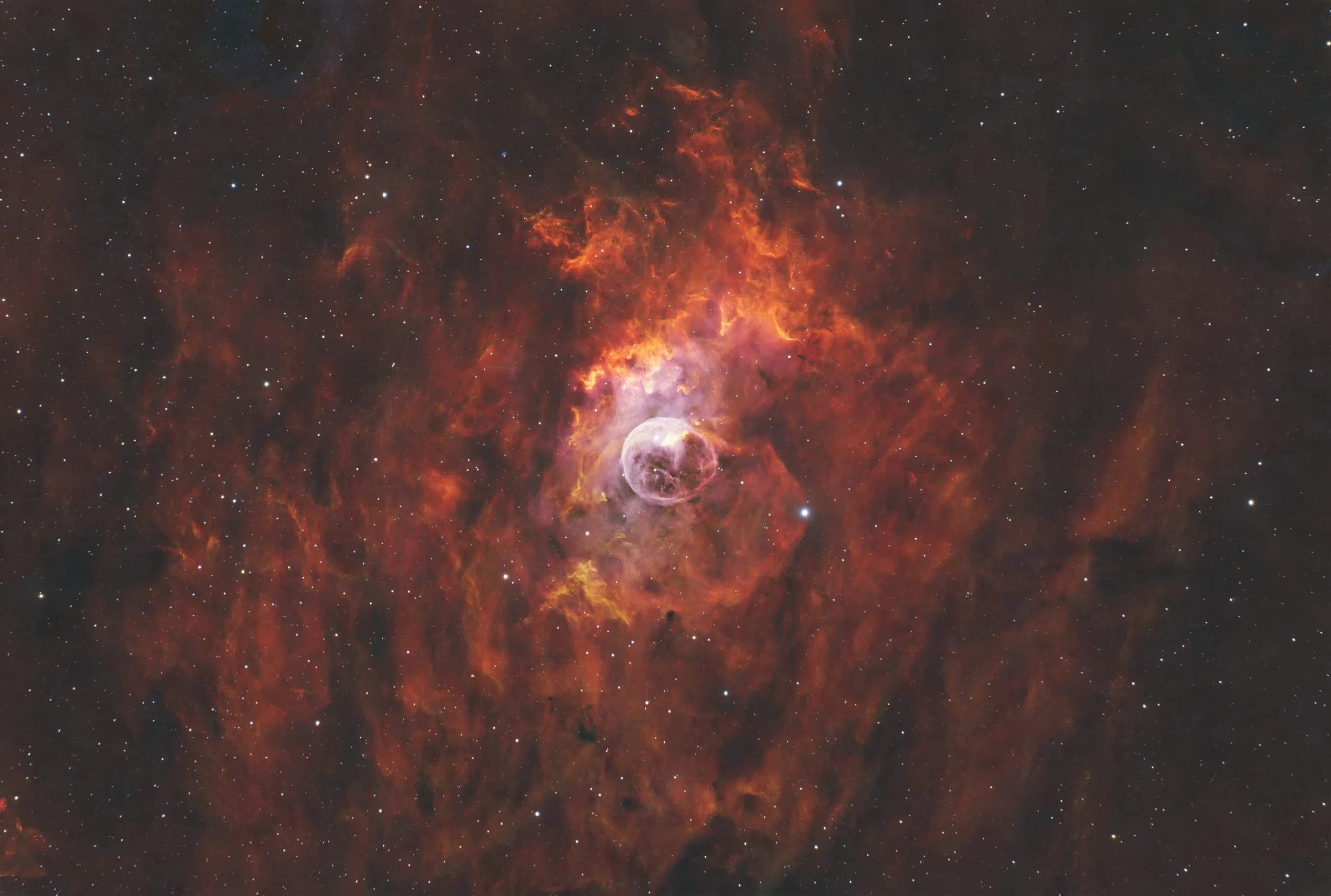 The Bubble Nebula (NGC 7635) emission nebula in Cassiopeia.
